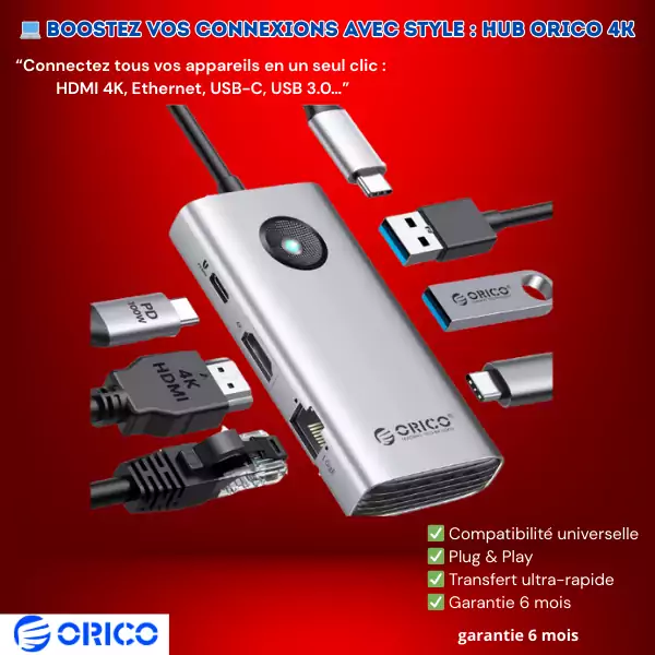 ORICO Type-C 6-in-1 5Gbps ORICO-PW11-6P25R