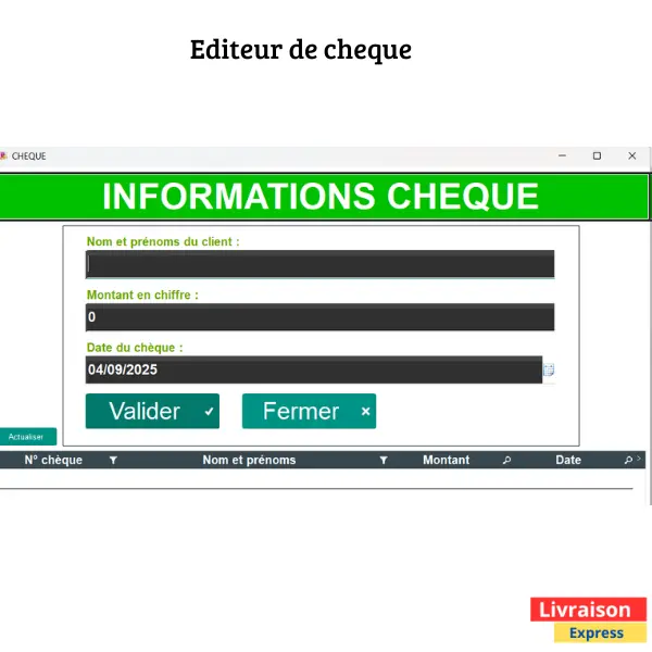 Editeur de cheque