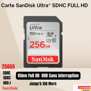 Carte SanDisk Ultra 256GO SDHC™ , SDXC™ ,SDCARD , UHS-I FullHD