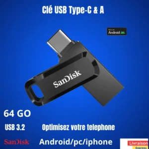 Clé double connectique USB Type-C™ 64GO Ultra Dual Drive Go