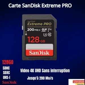 SanDisk Extreme PRO 128Go Carte SDXC, Carte SD V30, UHS-I, 4K