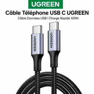 Câble USB-C vers USB-C UGREEN 100W – Charge rapide PD 5A & données