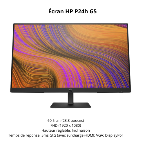 Écran HP P24h G5 23,8" IPS Full HD 75Hz HDMI DisplayPort VGA