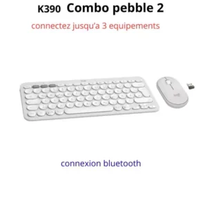 Logitech Pebble 2 Combo Bluetooth – Clavier & Souris Sans Fil Blanc