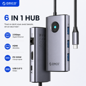 Multiport hub ORICO Type-C 6-in-1 5Gbps  ORICO-PW11-6P25R
