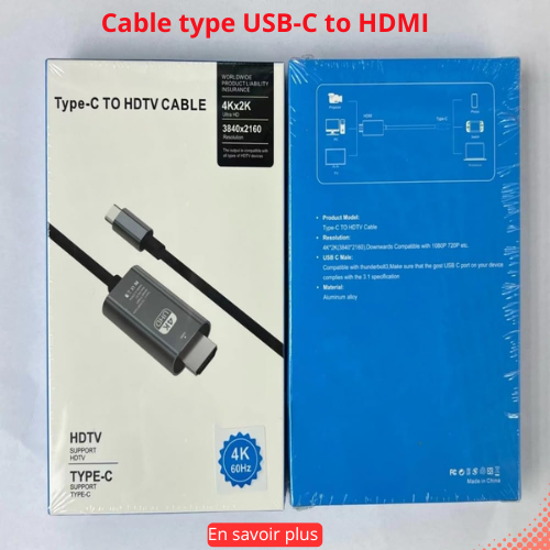 Câble USB C vers HDMI 4K 2m 30Hz Type C vers HDMI
