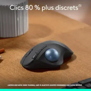 Souris Logitech ERGO M575S Souris Trackball Sans Fil Bluetooth Graphite Ergonomique avec Dongle Sécurisé