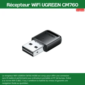 Récepteur WiFi UGREEN CM760 AX300 – Adaptateur USB WiFi 2.4GHz 802.11ax
