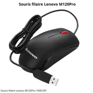 Souris Filaire Lenovo M120Pro 1600 DPI USB – Souris Optique Ergonomique pour Ordinateur Portable et PC