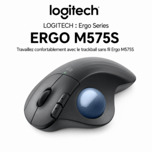 Souris Logitech ERGO M575S Souris Trackball Sans Fil Bluetooth Graphite Ergonomique avec Dongle Sécurisé