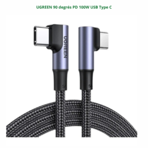 UGREEN Câble USB C vers USB C Angle Droit 100W PD Charge Rapide