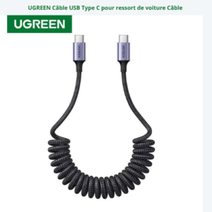 UGREEN Câble USB C vers USB C 100W Ressort Charge Rapide 1.5m